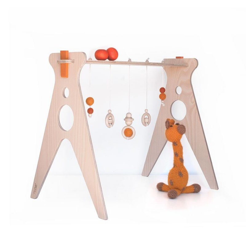 Gimnasio para bebés de madera ChimPum color naranja