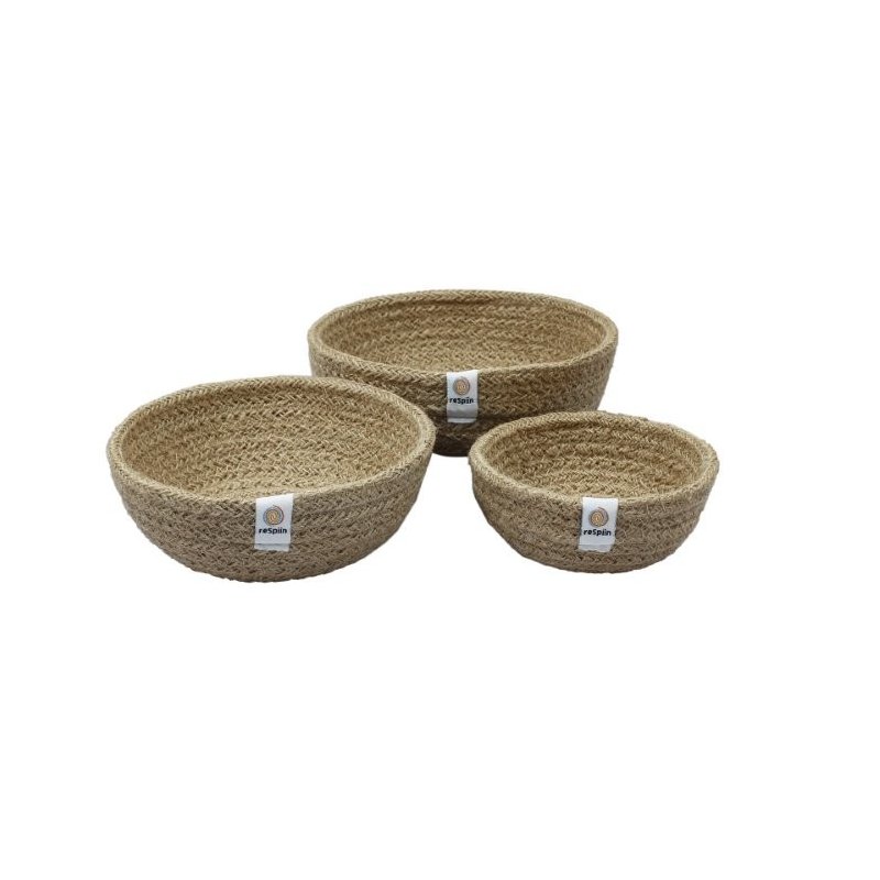 set natural de 3 cistelles de jute de Respiin J3366 Respiin