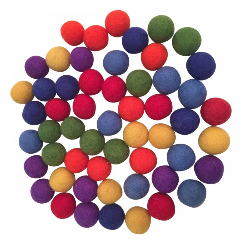 49 petites boles de feltre de colors arc iris J3653 Papoose Toys