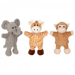 Marionetas peluche mono, jirafa y elefante