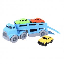 Trailer de juguete con 3 coches. De plástico reciclado. GreenToys