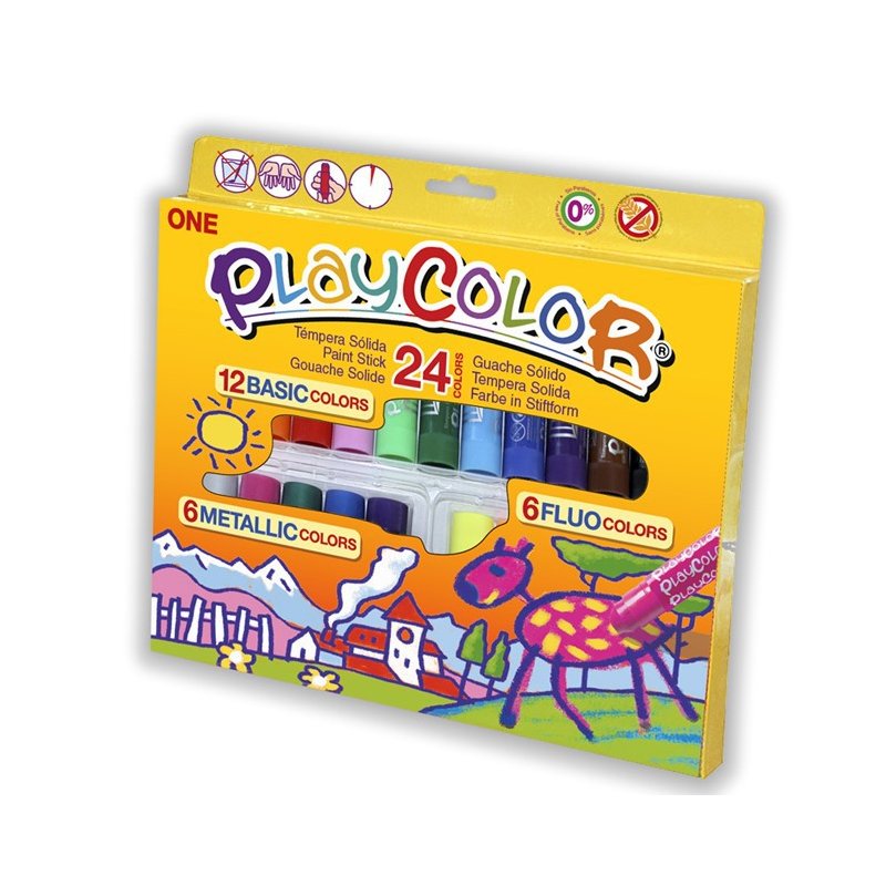 Playcolor 24 colores mixtoss - Témpera solida para niños